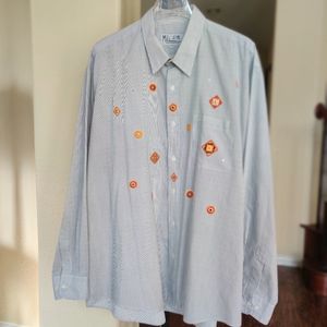 Mili Designs Embellished Striped Button Down Shirt